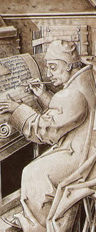 Монах-переписчик книг со страниц Парижского кодекса